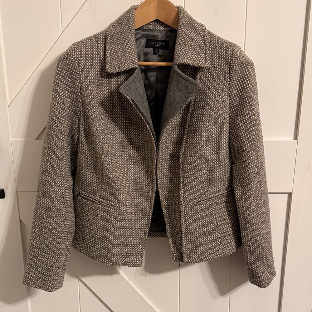 Talbots Women's Textured Gray Blazer Women's 8 Petite Office Chic